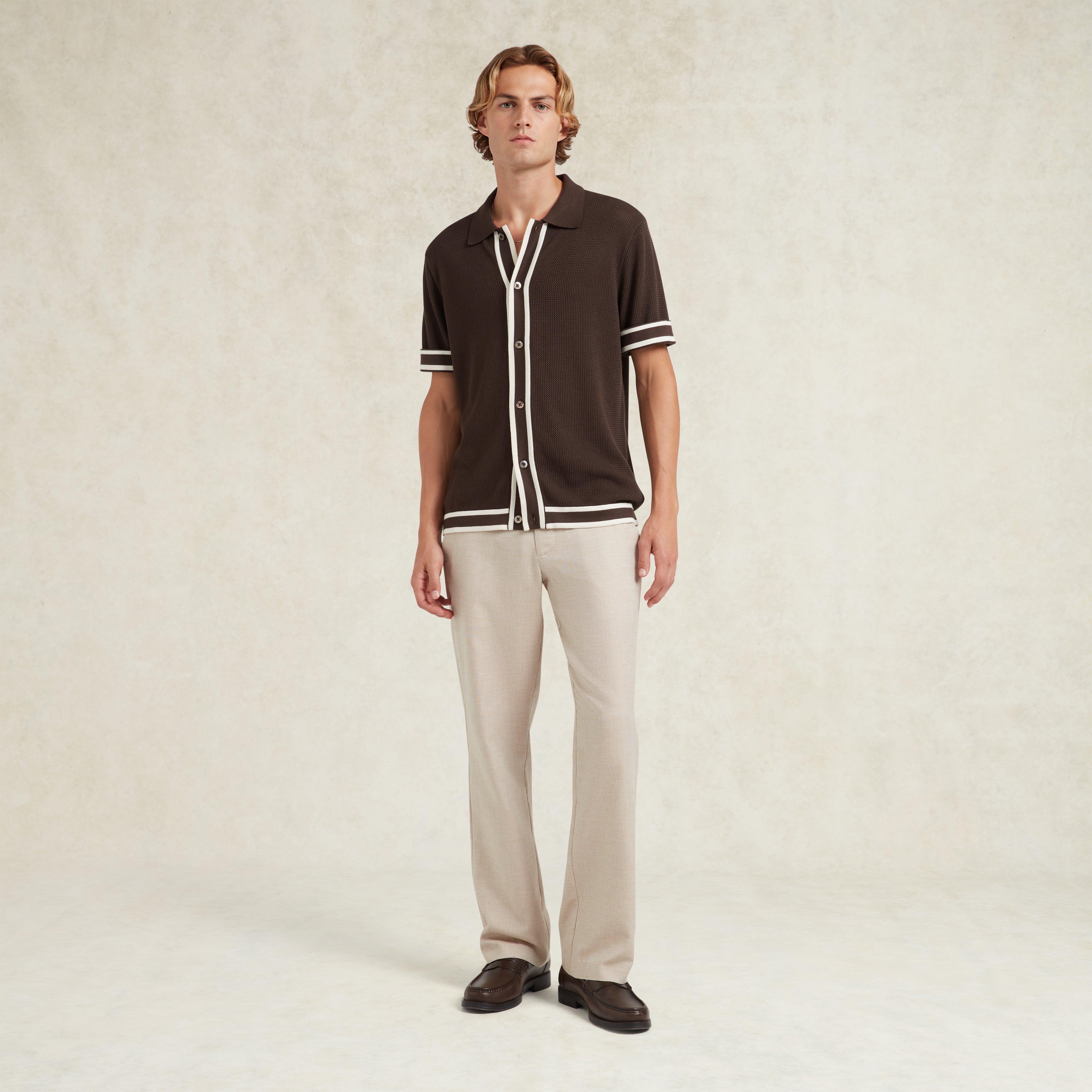 JORGE VISCOSE KNIT POLO SHIRT - CHOCOLATE BROWN | CHÉ Studios