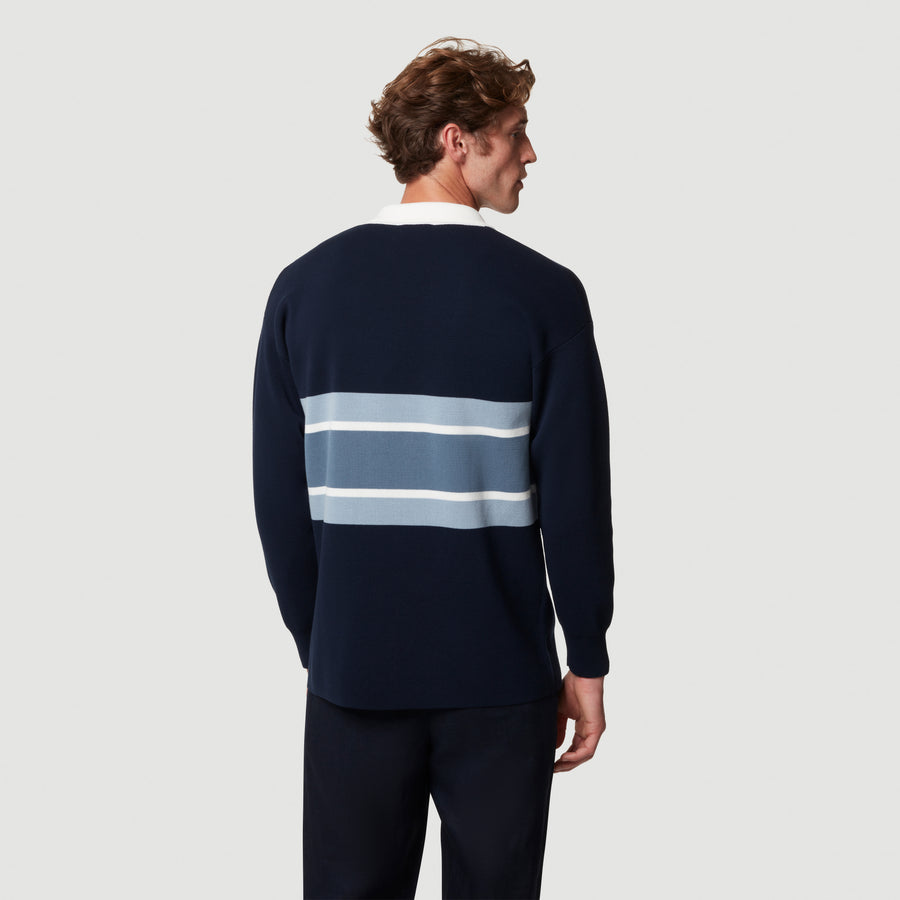 KNITTED RUGBY POLO - NAVY