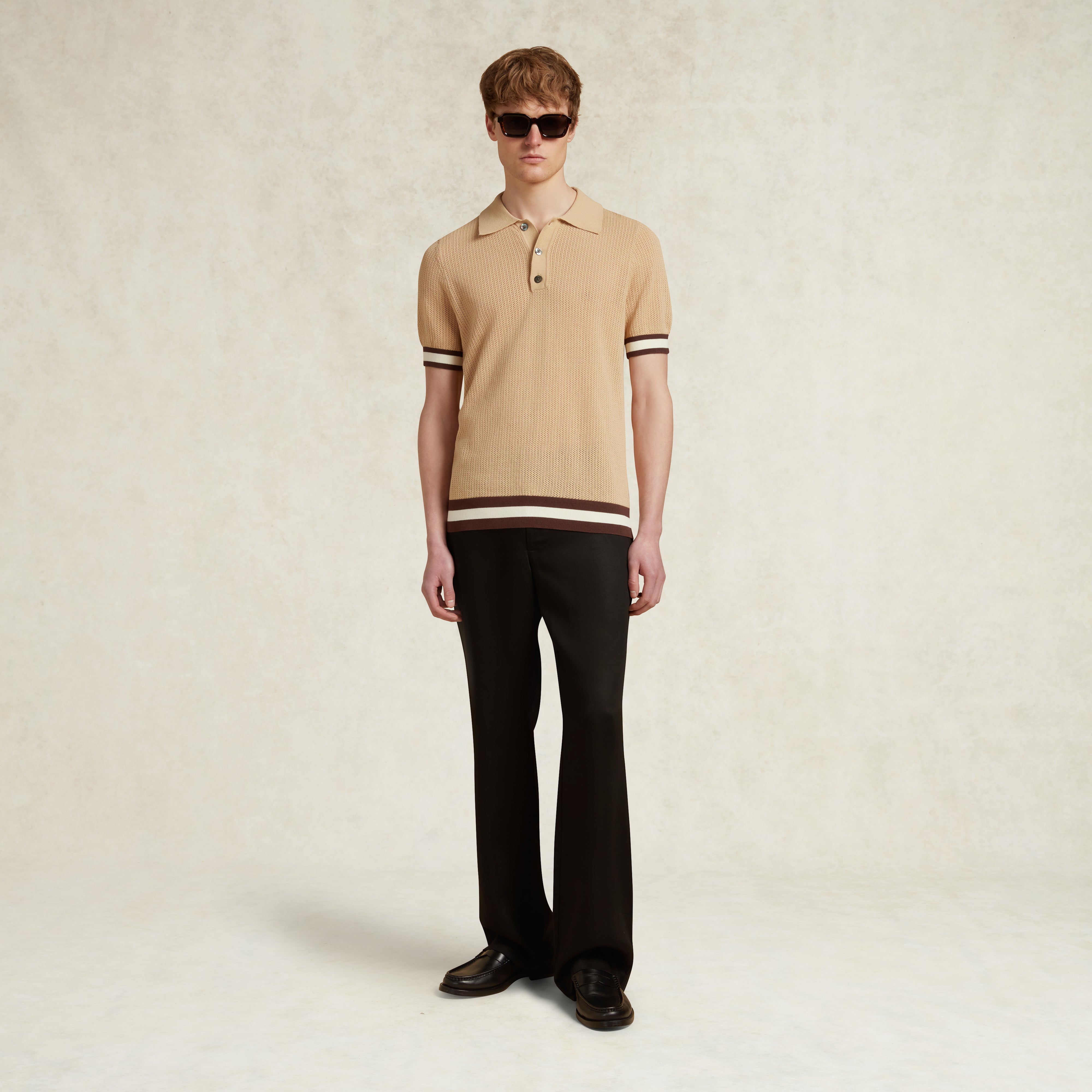 Camel Cotton Short Sleeve Polo | CHÉ Studios