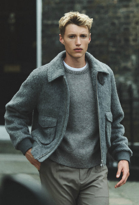Crew Alpaca Jumper - Stone Grey