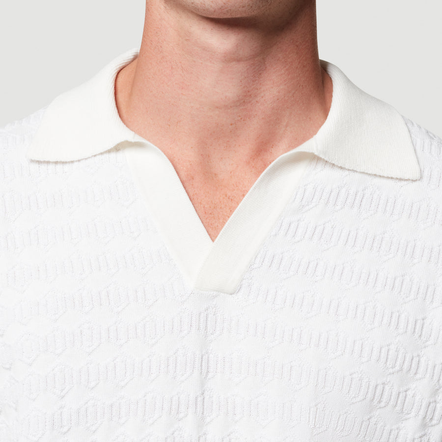 Ivory Jacquard Knitted Geometric Pattern Alfred Polo | CHÉ Studios