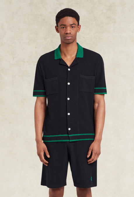 Armando Boucle Knitted Shirt - Navy