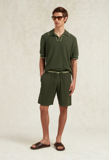 ARMAS COTTON BOUCLE KNIT POLO - KHAKI