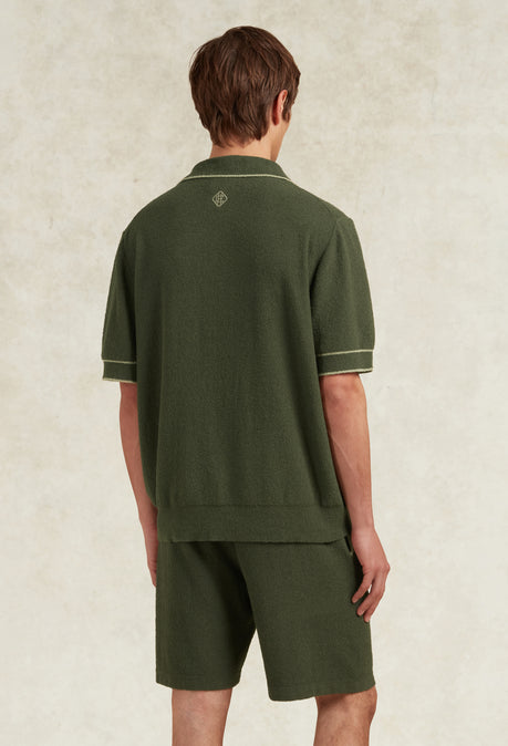 ARMAS COTTON BOUCLE KNIT POLO - KHAKI