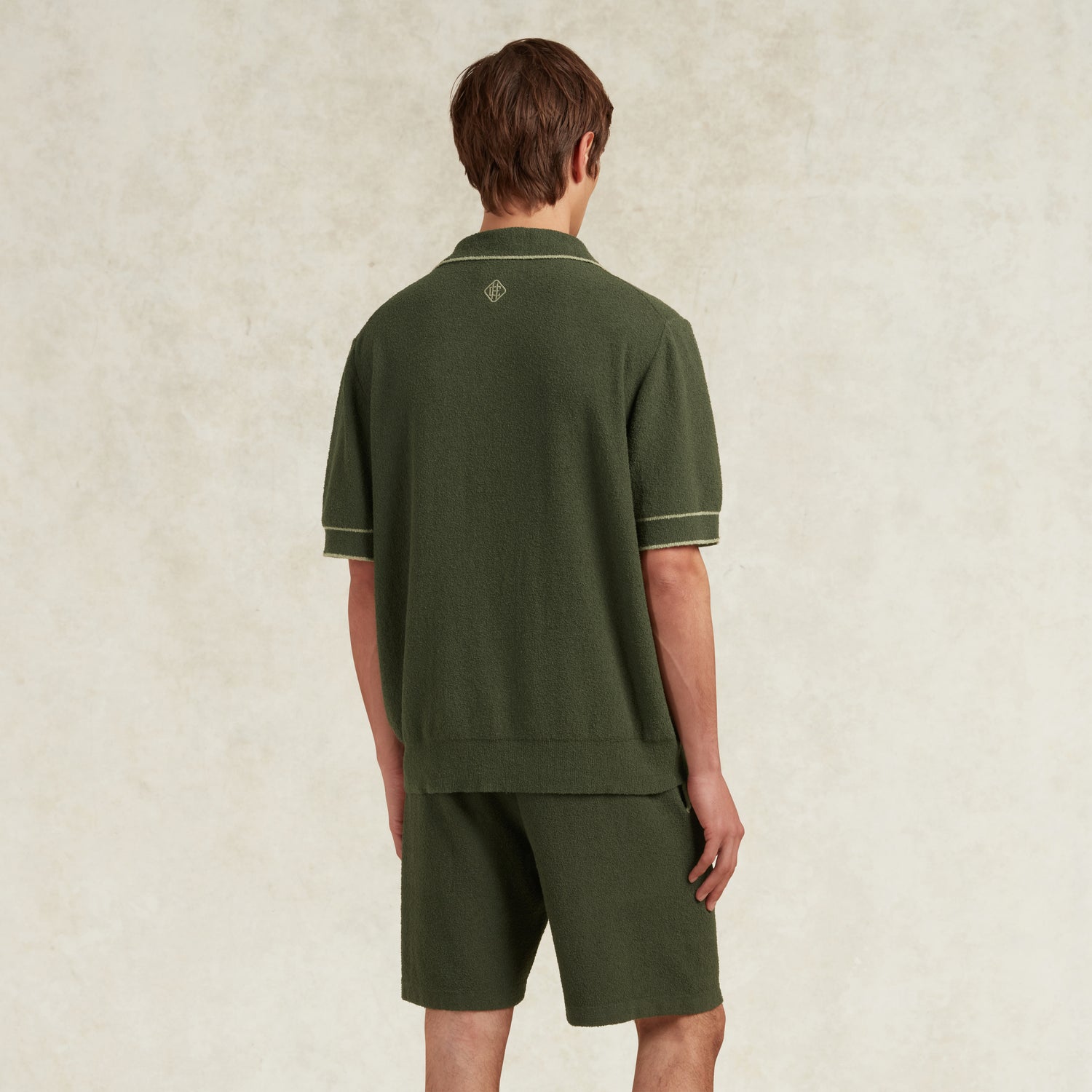 ARMAS COTTON BOUCLE KNIT POLO - KHAKI