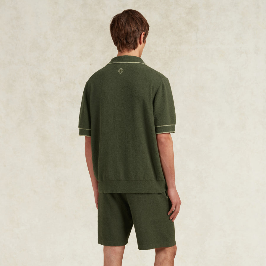 ARMAS COTTON BOUCLE KNIT POLO - KHAKI