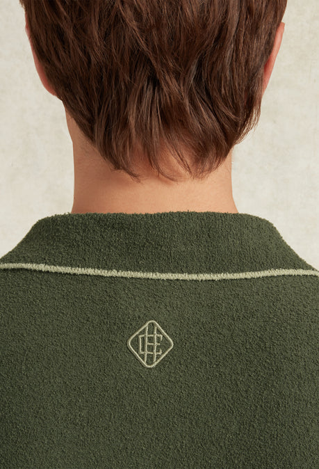 ARMAS COTTON BOUCLE KNIT POLO - KHAKI