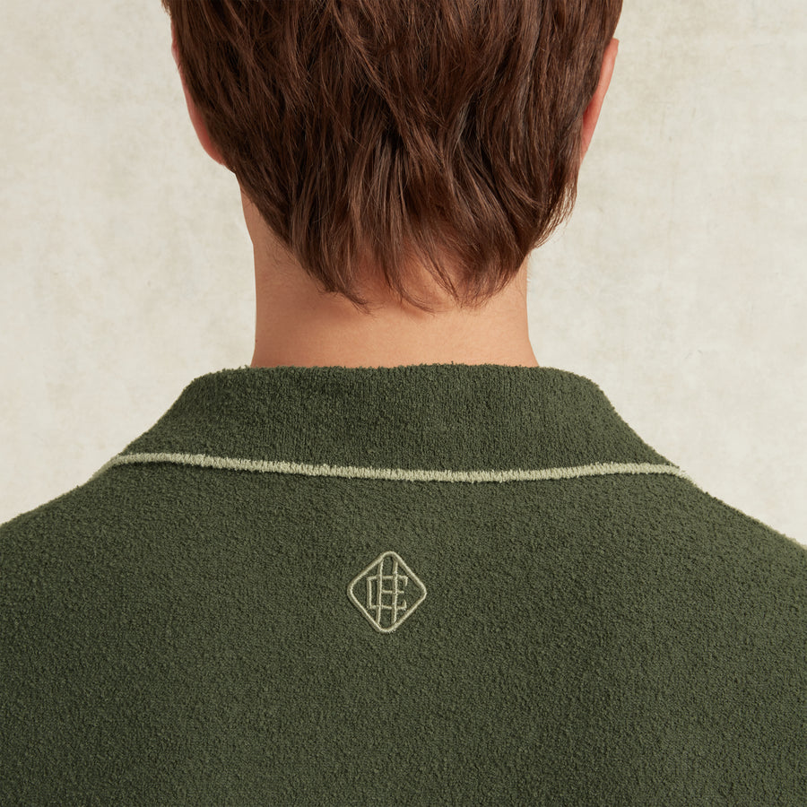 ARMAS COTTON BOUCLE KNIT POLO - KHAKI