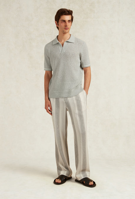 ASTER BOUCLE KNIT POLO - GREY