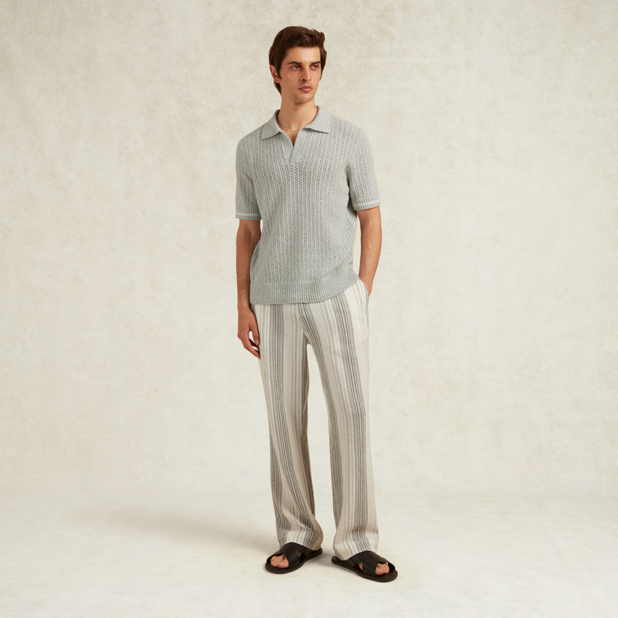 ASTER BOUCLE KNIT POLO - GREY