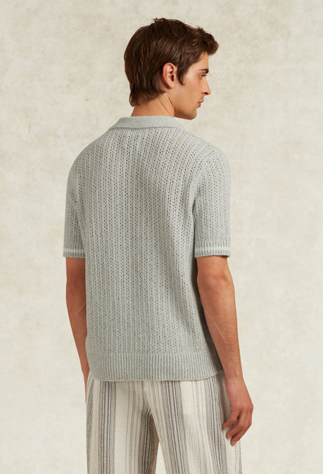 ASTER BOUCLE KNIT POLO - GREY
