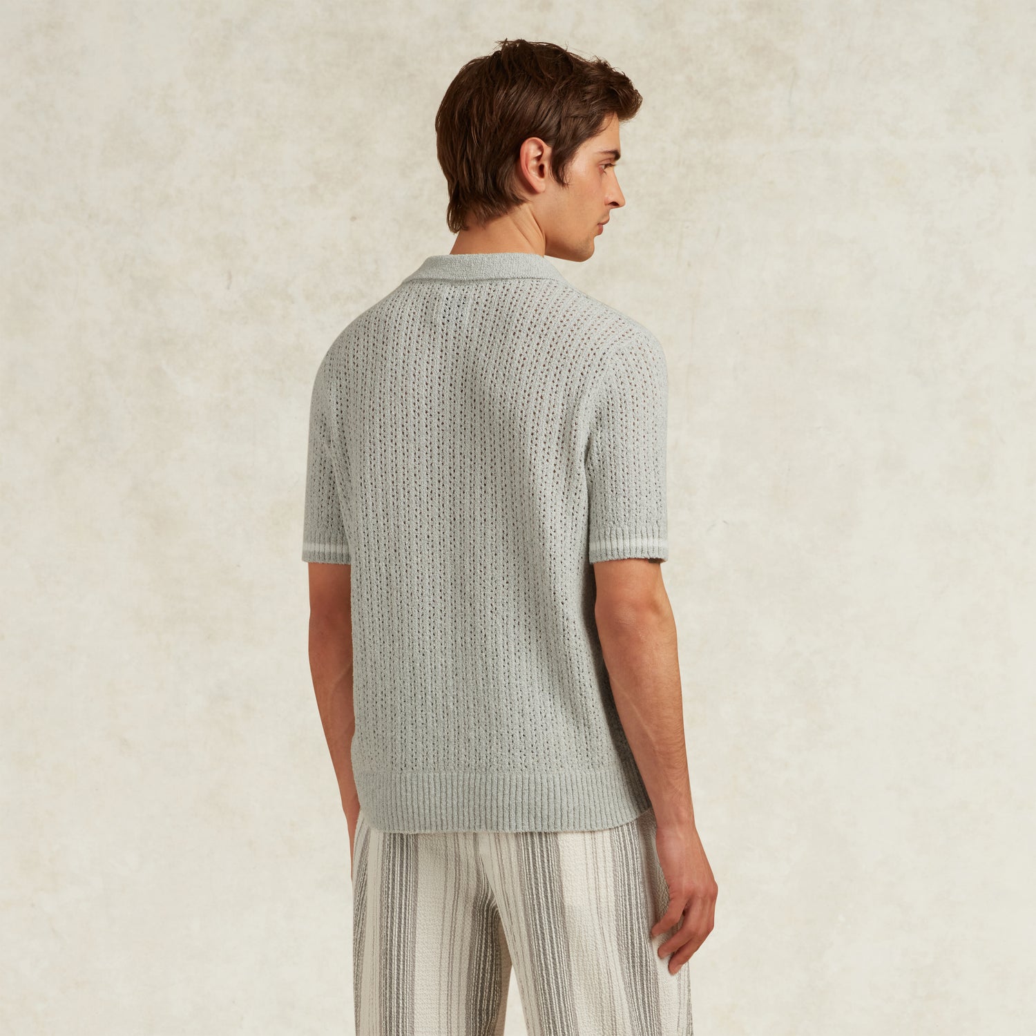 ASTER BOUCLE KNIT POLO - GREY