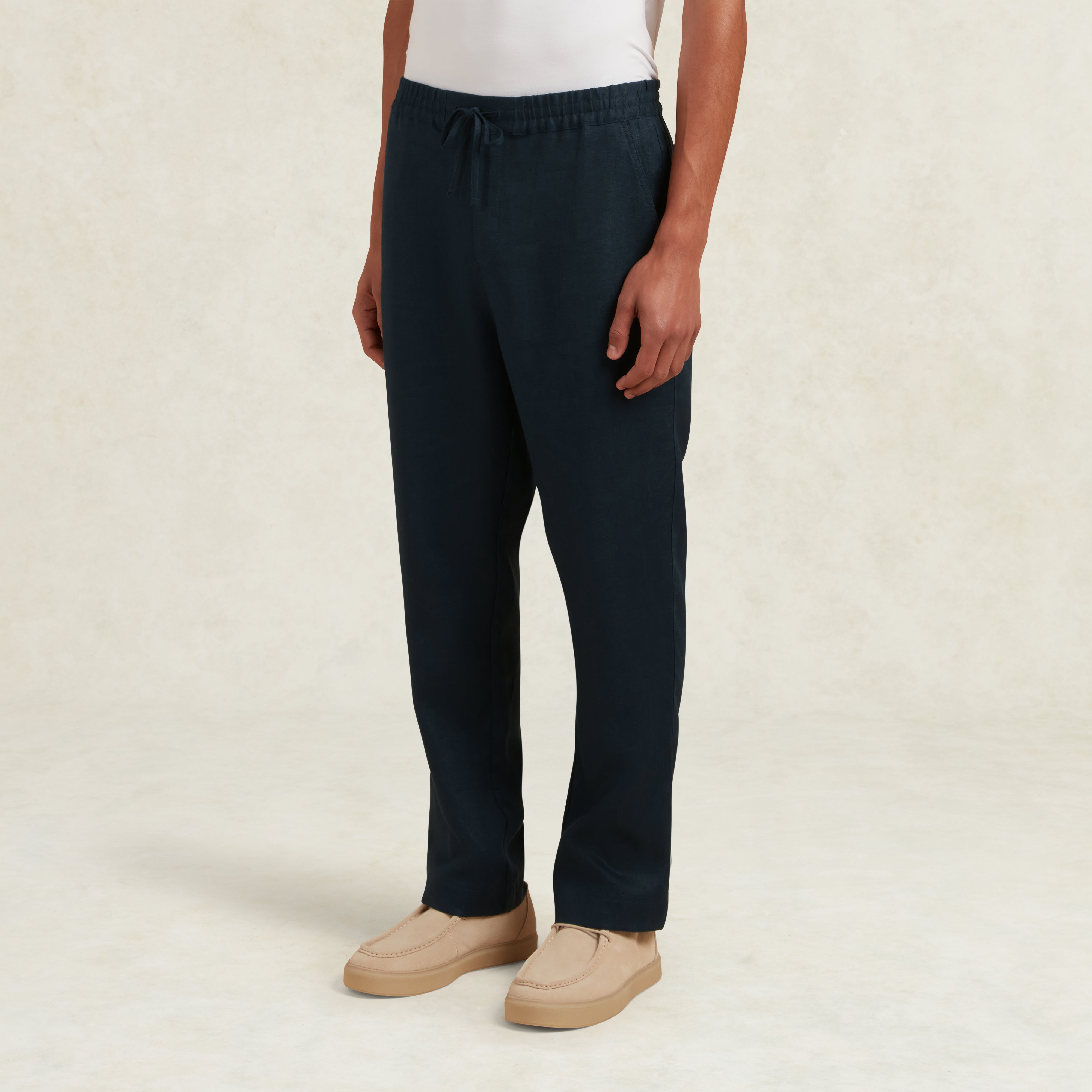 AVILA DRAWSTRING LINEN TROUSER - NAVY