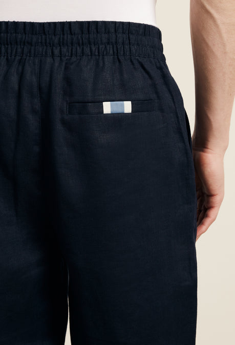 AVILA DRAWSTRING LINEN TROUSER - NAVY