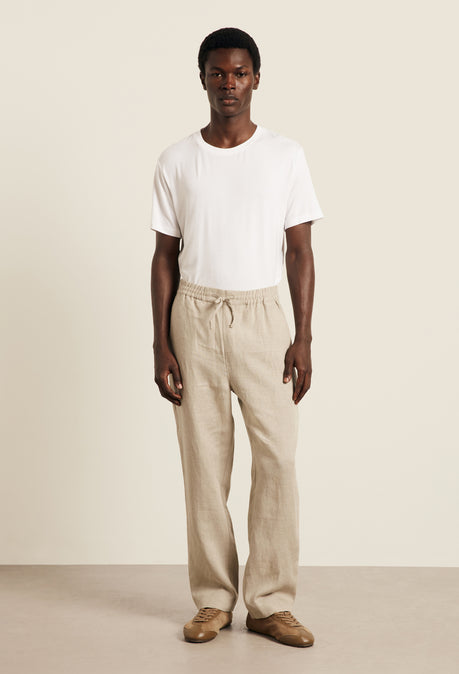 AVILA DRAWSTRING LINEN TROUSER - OAT