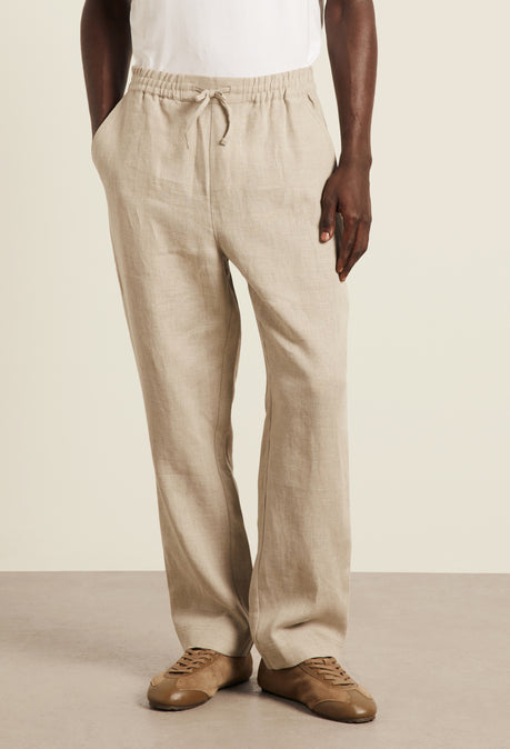 AVILA DRAWSTRING LINEN TROUSER - OAT