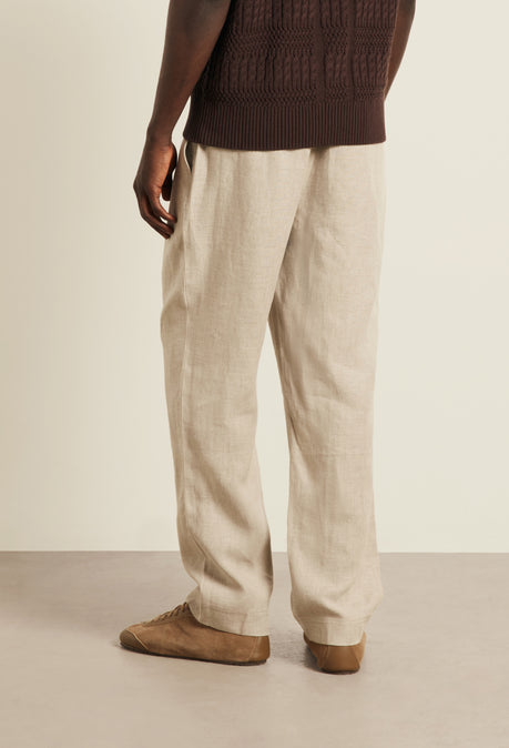 AVILA DRAWSTRING LINEN TROUSER - OAT