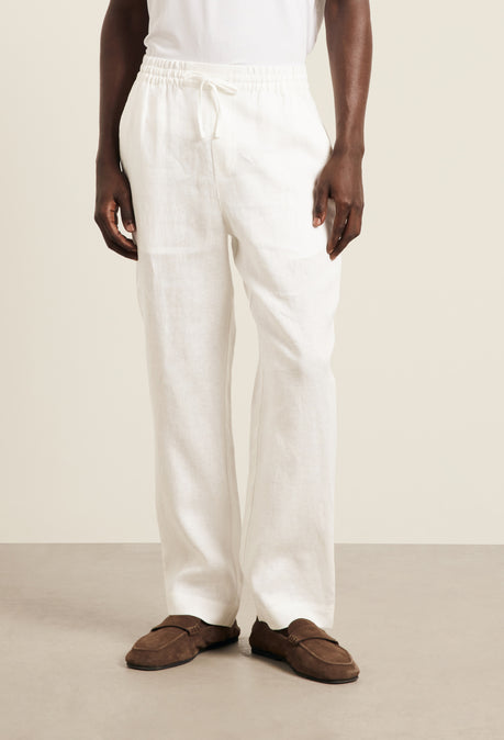 AVILA DRAWSTRING LINEN TROUSER - WHITE