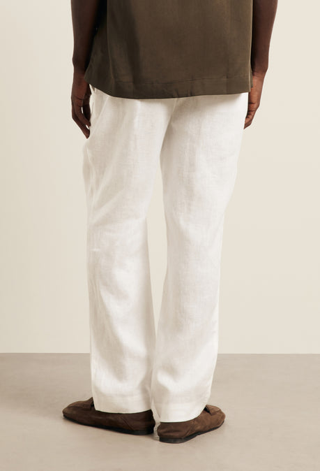 AVILA DRAWSTRING LINEN TROUSER - WHITE