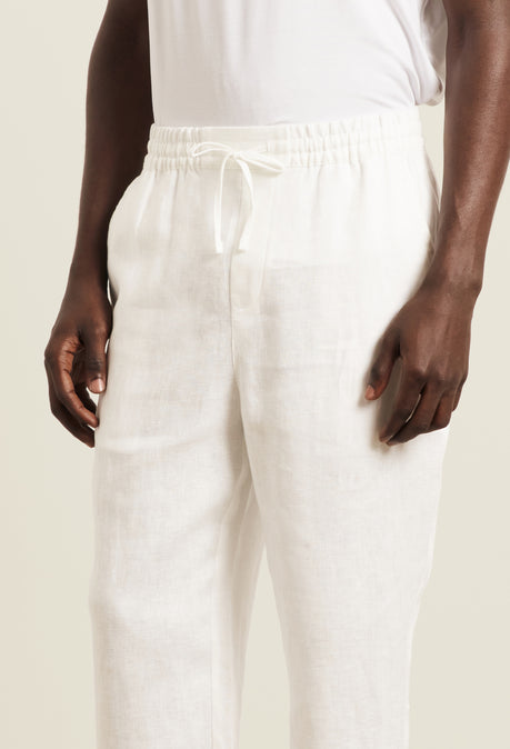 AVILA DRAWSTRING LINEN TROUSER - WHITE