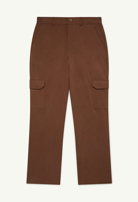 LYOCELL CARGO TROUSER - CHOCOLATE BROWN