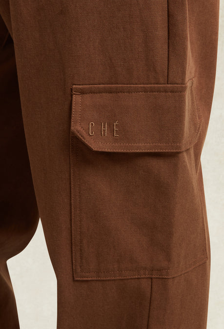 LYOCELL CARGO TROUSER - CHOCOLATE BROWN