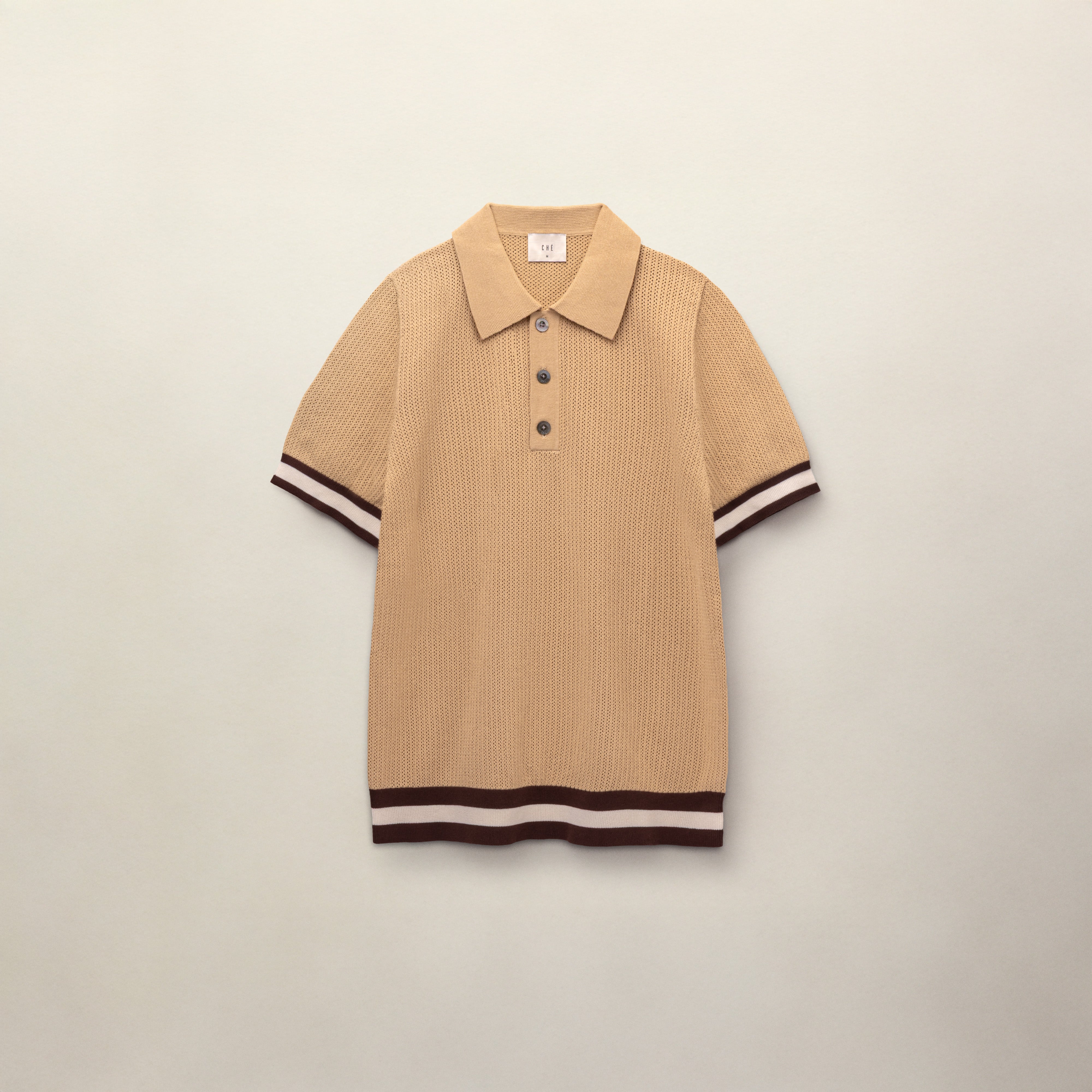 Camel Cotton Short Sleeve Polo | CHÉ Studios
