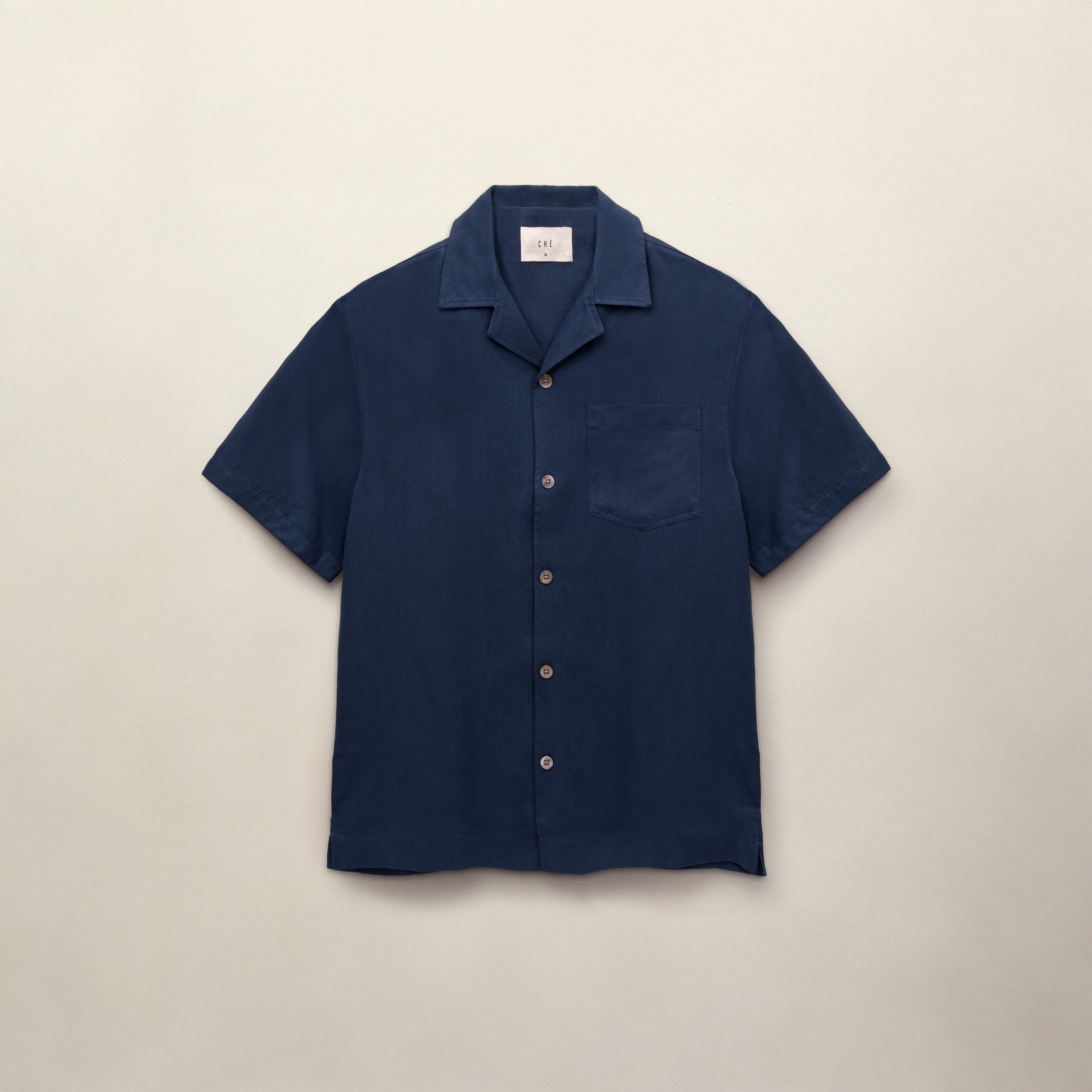 Navy Tencel™ Short Sleeve Cuban Collar Shirt | CHÉ Studios