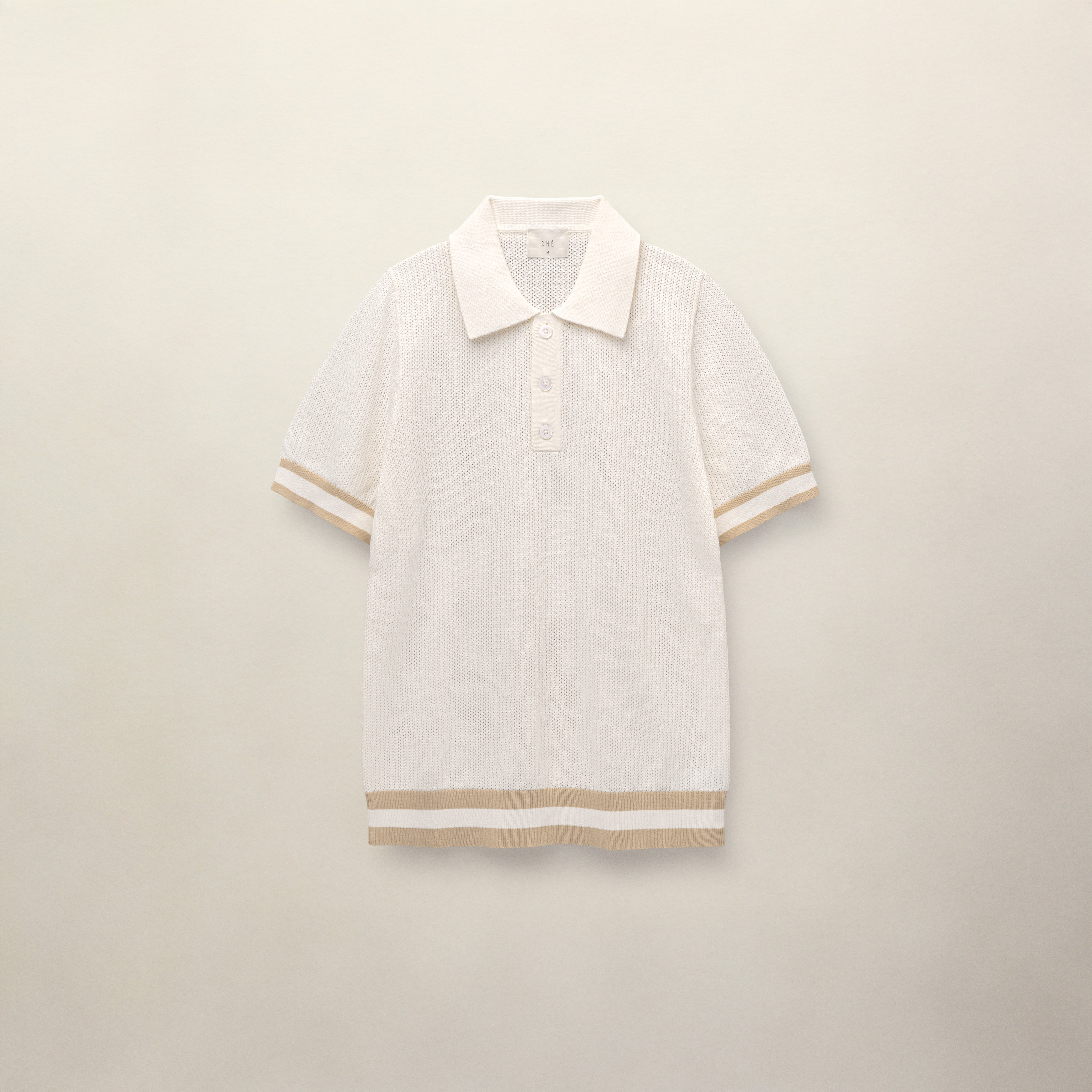 Men's Knitted Cotton Short Sleeve Quinn Polo - White | CHÉ Studios