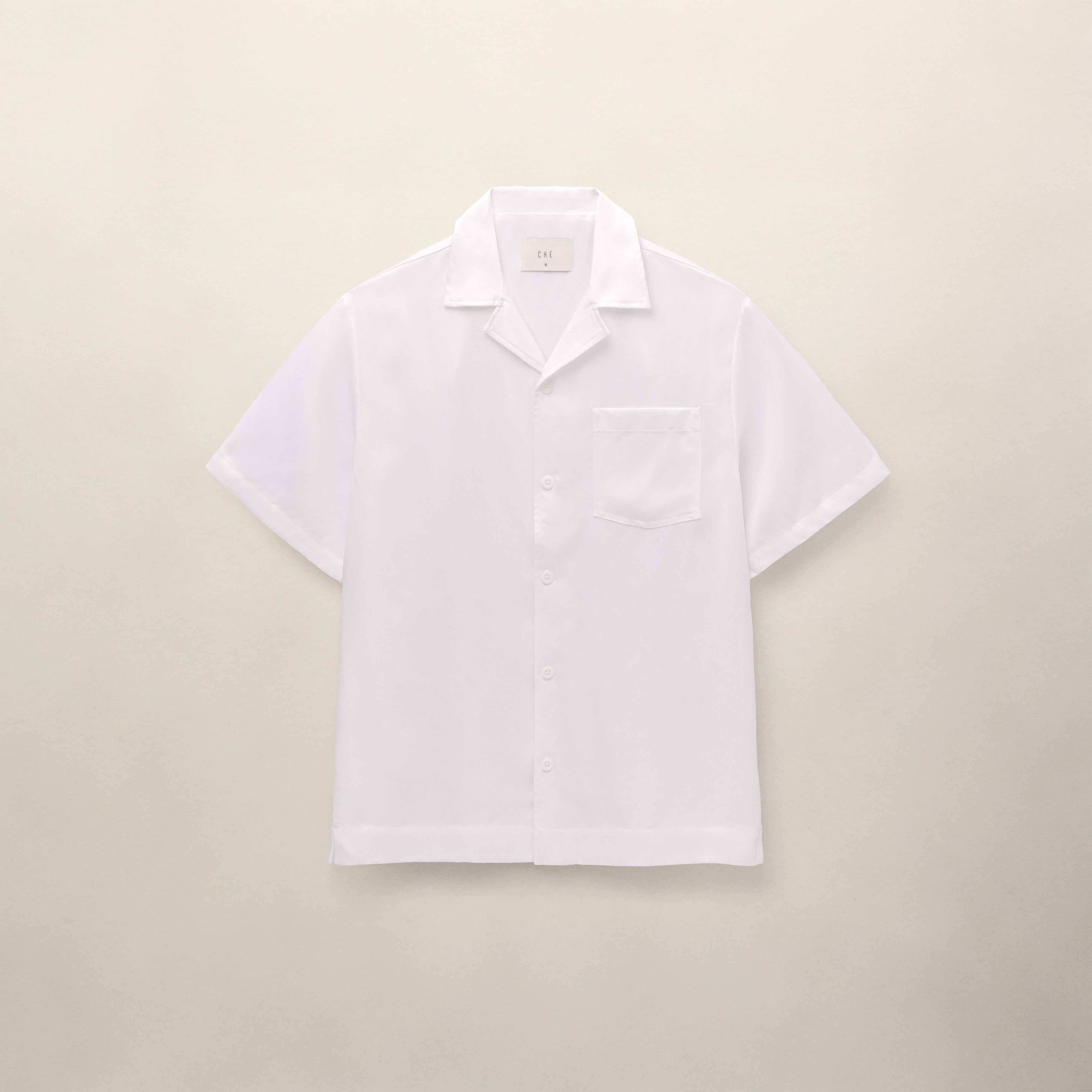 White Tencel™ Short Sleeve Cuban Collar Shirt | CHÉ Studios