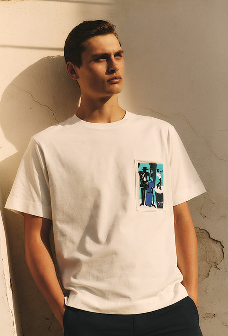 T-shirt Blue Spotlight - Ivoire