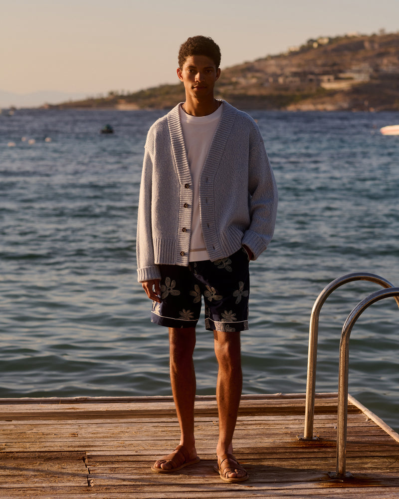 Angelo Heavy Knit Cardigan - Blue