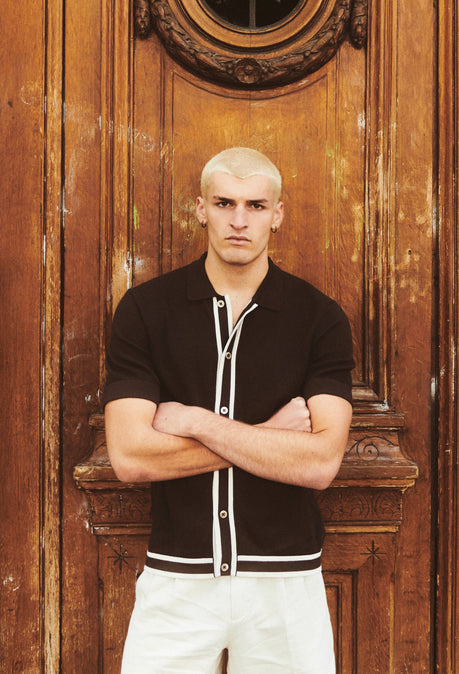 Polo Jorge en viscose boutonnée - Marron chocolat