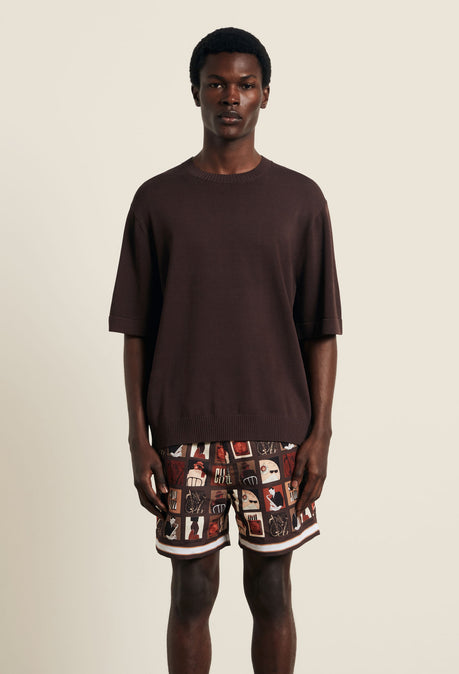 T-shirt en maille Baller - Marron chocolat