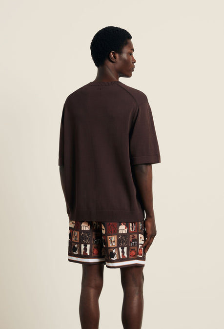T-shirt en maille Baller - Marron chocolat