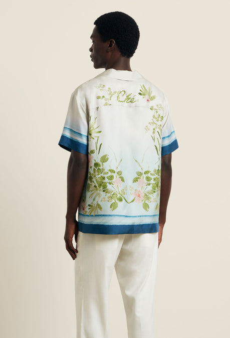 Bloom Print Silk Shirt - Blue