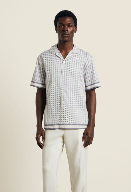 Galliano Border Shirt - Powder Blue