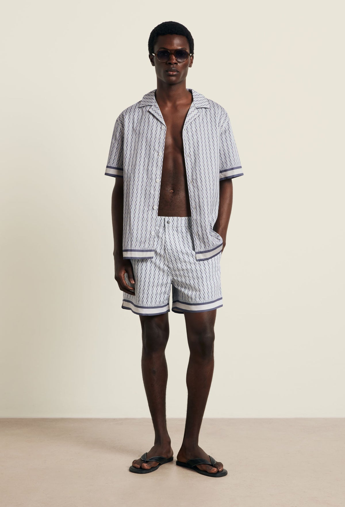 Men’s Galliano Border Swimshort in Powder Blue | CHÉ Studios