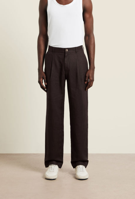 Pantalon en lin Nassau – Marron chocolat