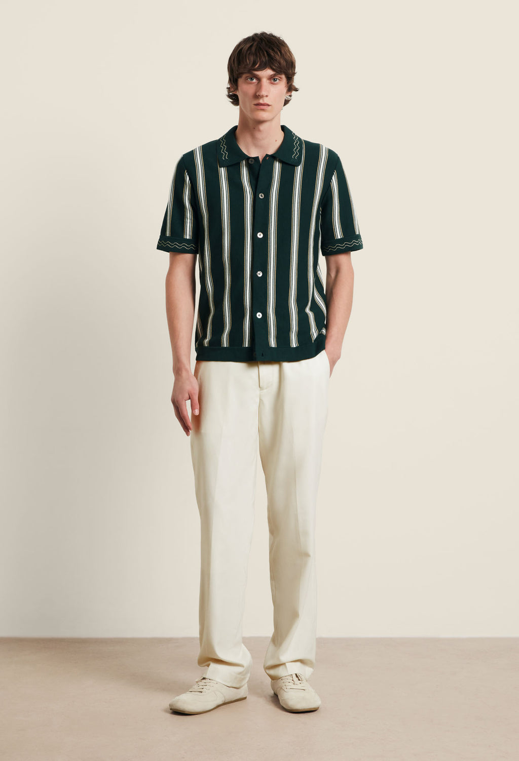 Men’s Sawyer Knitted Polo in Pine Green | CHÉ Studios