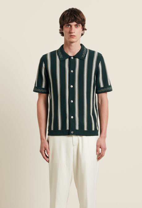 Sawyer Knitted Polo - Pine Green