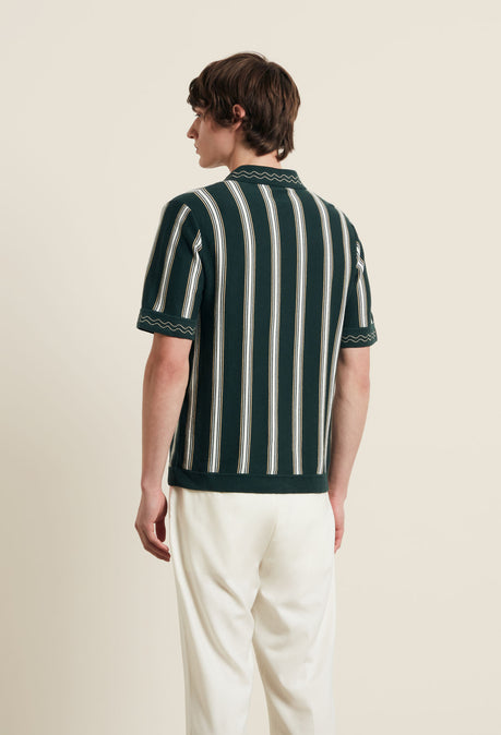 Sawyer Knitted Polo - Pine Green