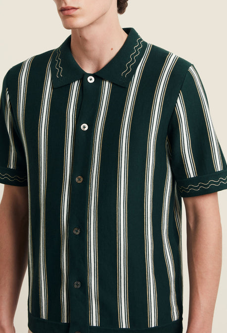 Sawyer Knitted Polo - Pine Green
