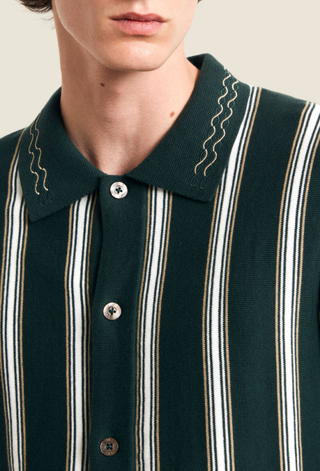 Sawyer Knitted Polo - Pine Green