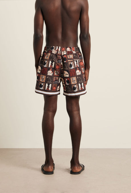 Short de bain Wilson en polyester recyclé - Marron chocolat