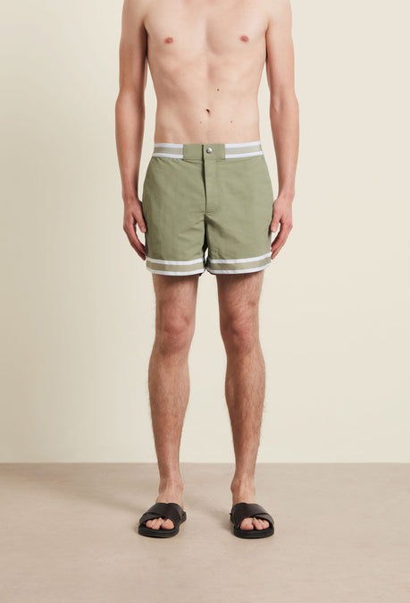 Short de bain baller en nylon recyclé - Sauge
