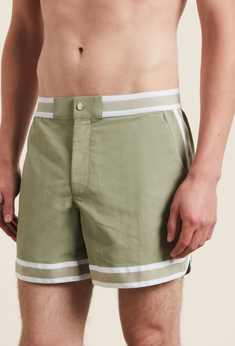 Short de bain baller en nylon recyclé - Sauge