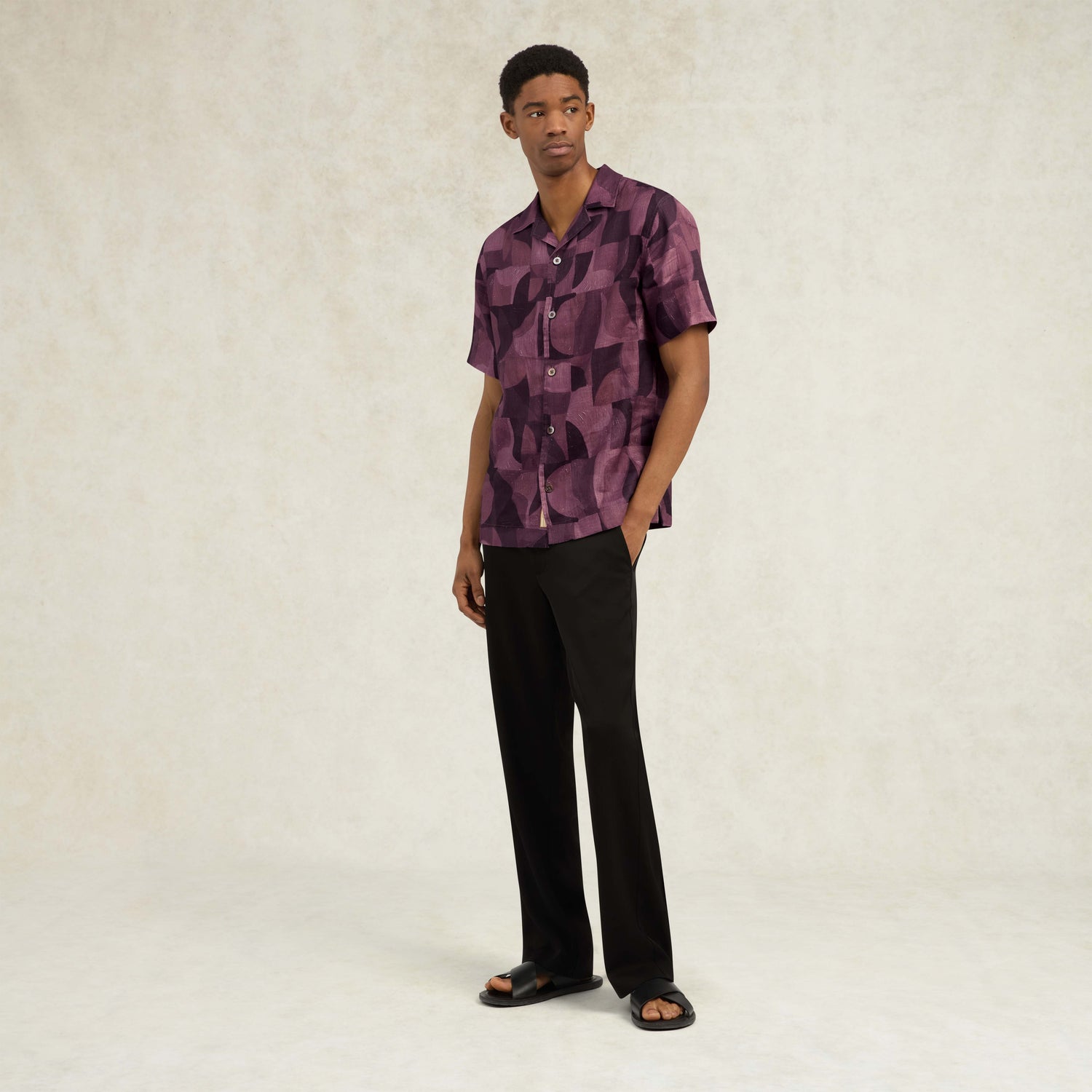 Caio Printed Linen Shirt - Red