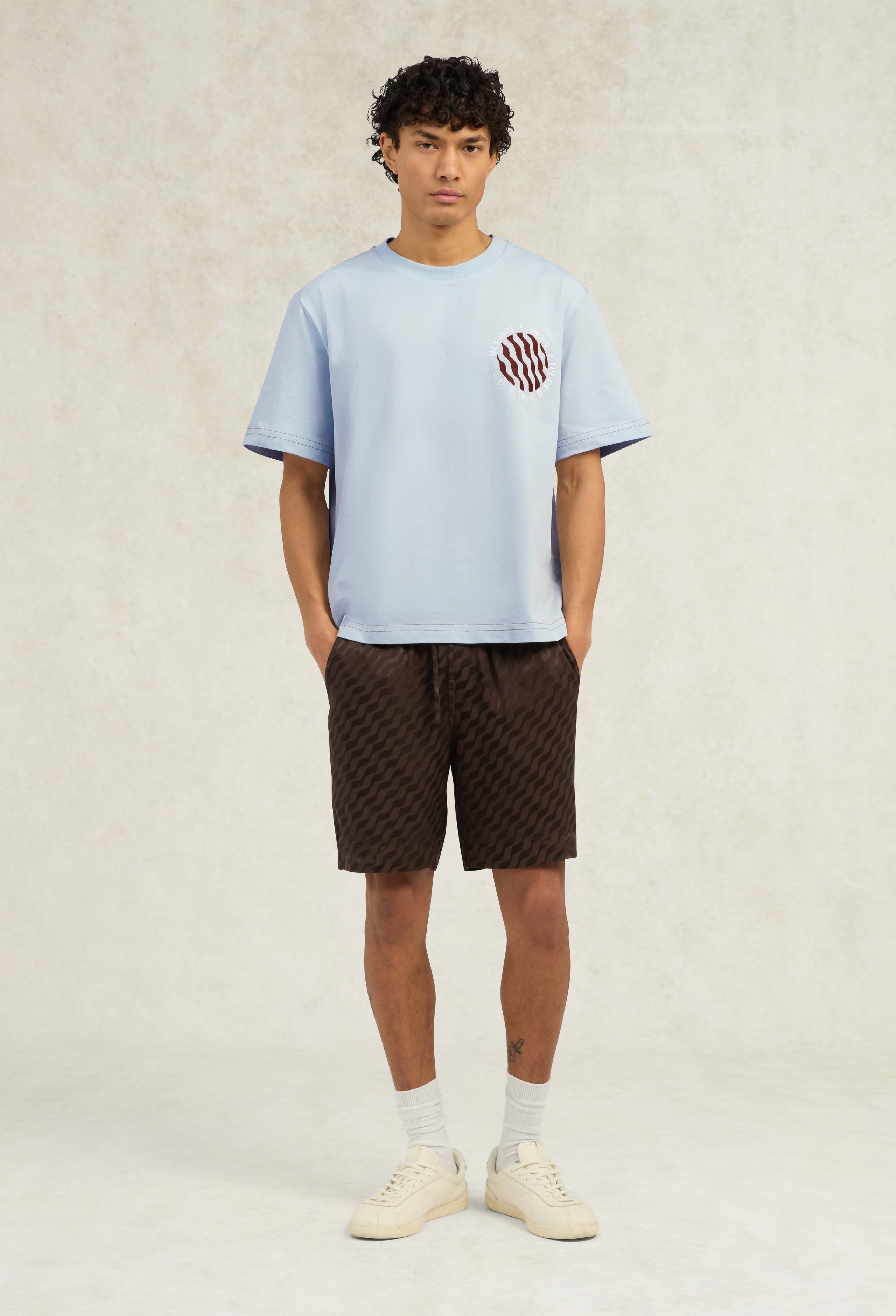 Men's Embroidered Cotton Caipirinas T-Shirt - Blue | CHÉ Studios