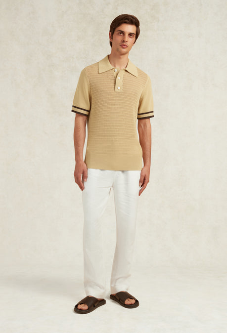 CAPELLO COTTON KNITTED POLO - BEIGE